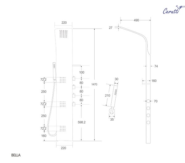 Панель BELLA B душевая Cerutti SPA CT9254