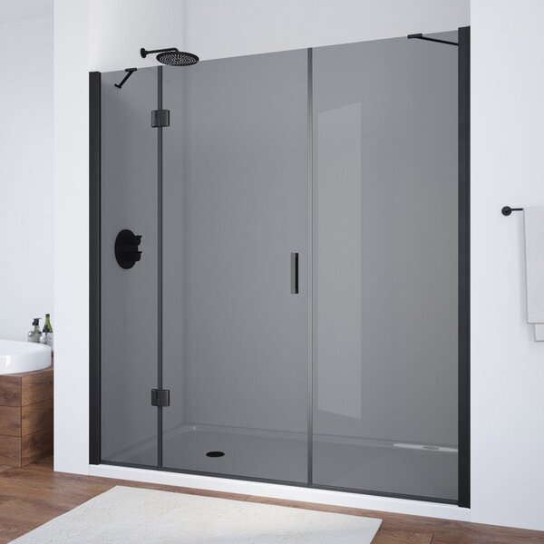 Душевая дверь Vegas Glass AFP-F NOVO 130 02М 07 L профиль черный матовый, стекло графит. Размер регулировки 127,5-131,5 см.