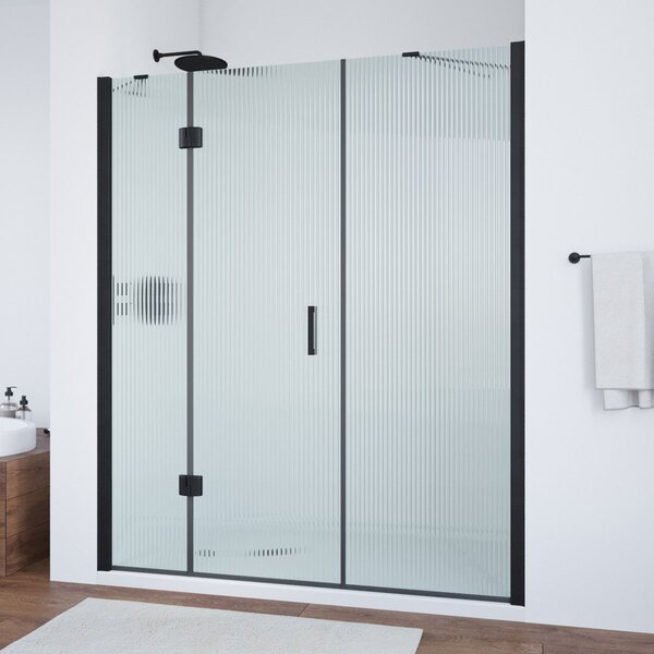 Душевая дверь Vegas Glass AFP-F NOVO 200 02М Moru L профиль черный матовый, стекло Moru. Размер регулировки 197,5-201,5 см.