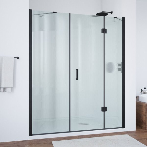 Душевая дверь Vegas Glass AFP-F NOVO 200 02М Moru R профиль черный матовый, стекло Moru. Размер регулировки 197,5-201,5 см.