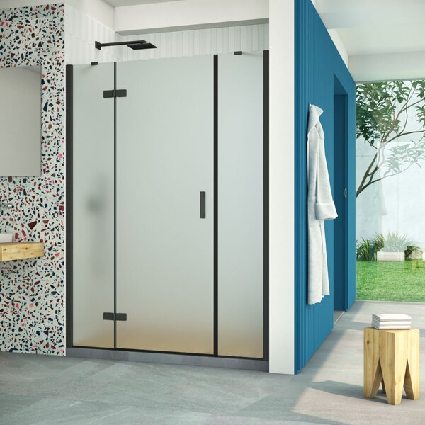 Душевая дверь Vegas Glass AFP-F Retta 140 02М 10 L профиль черный матовый, стекло сатин. Размер регулировки 137,5-141,5 см.