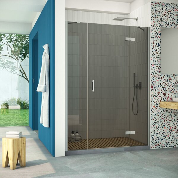 Душевая дверь Vegas Glass AFP-F Retta 150 07 07 R профиль матовый хром, стекло графит. Размер регулировки 147,5-151,5 см.