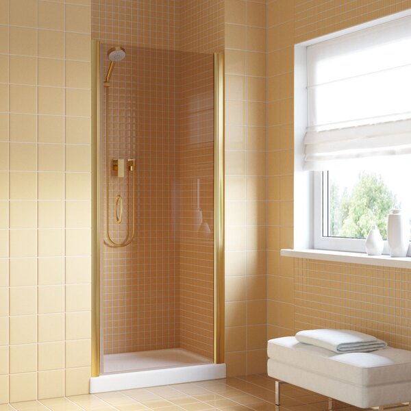 Душевая дверь Vegas Glass EP LUX 80 09 05 R профиль золото глянцевое, стекло бронза. Размер регулировки 79-82 см.