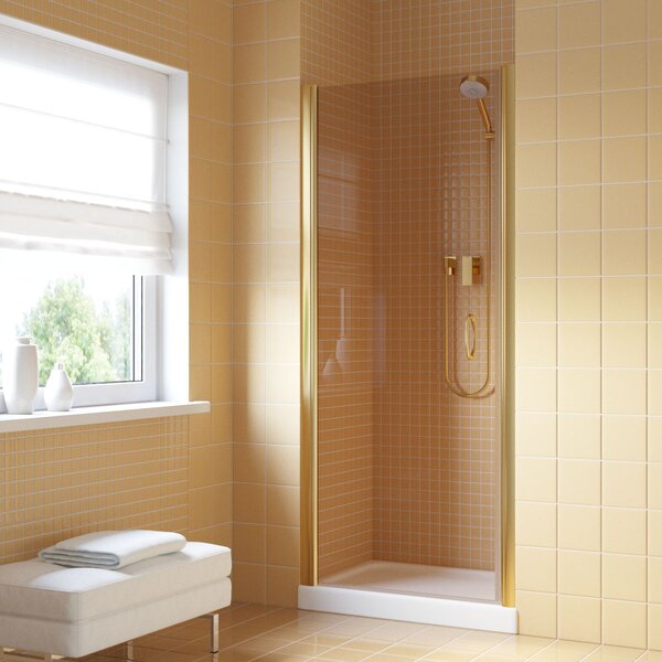 Душевая дверь Vegas Glass EP LUX 95 09 05 L профиль золото глянцевое, стекло бронза. Размер регулировки 94-97 см.