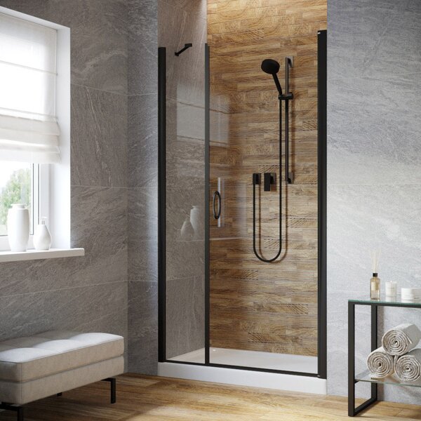 Душевая дверь Vegas Glass EP-F-2 LUX 115 02М crystalvision R профиль черный матовый, стекло crystalvision. Размер регулировки 114-117 см.