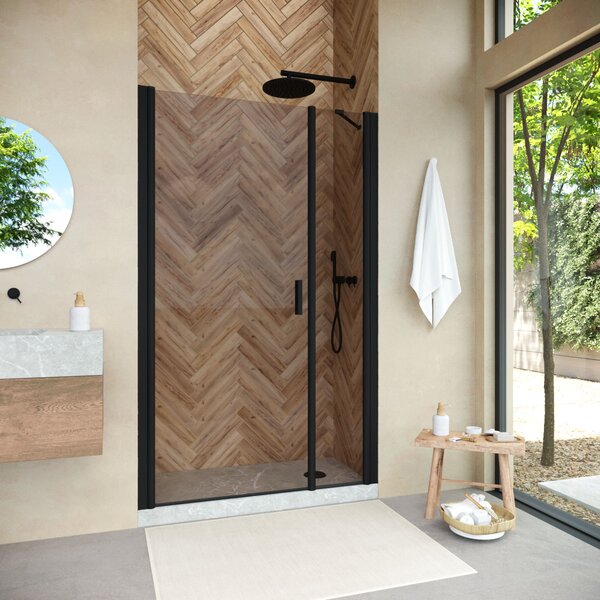 Душевая дверь Vegas Glass EP-F-2 NOVO 160 02М 05 L профиль черный матовый, стекло бронза. Размер регулировки 157-162 см.