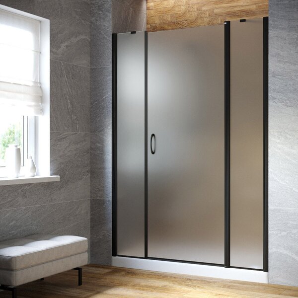 Душевая дверь Vegas Glass EP-2F LUX 160 02М 10 R профиль черный матовый, стекло сатин. Размер регулировки 159-162 см.