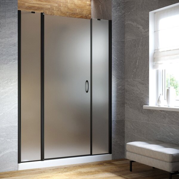 Душевая дверь Vegas Glass EP-2F LUX 165 02М 10 L профиль черный матовый, стекло сатин. Размер регулировки 164-167 см.