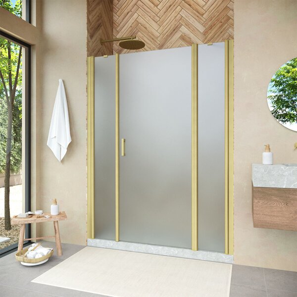 Душевая дверь Vegas Glass EP-2F NOVO 150 03 10 R профиль золото матовое, стекло сатин. Размер регулировки 148-153 см.