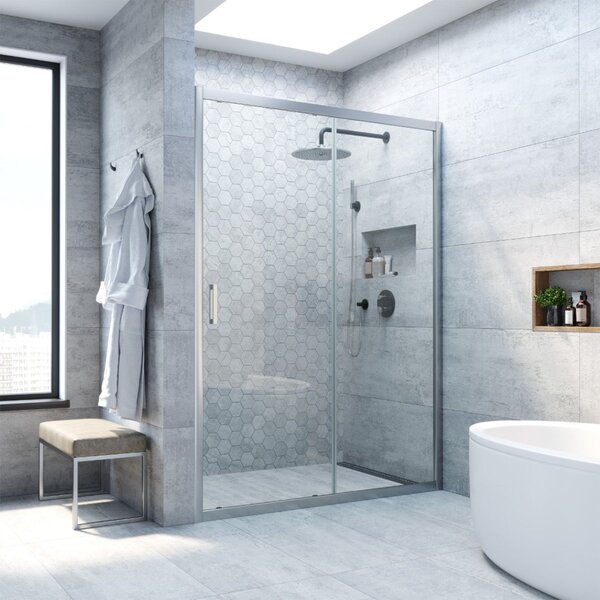 Душевая дверь Vegas Glass ZP NOVO h2000 135 07 01 профиль матовый хром, стекло прозрачное. Размер регулировки 133-138 см.