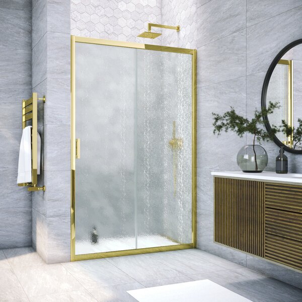 Душевая дверь Vegas Glass ZP TUR NOVO 140 09 02 профиль золото глянцевое, стекло шиншилла. Размер регулировки 138-143 см.