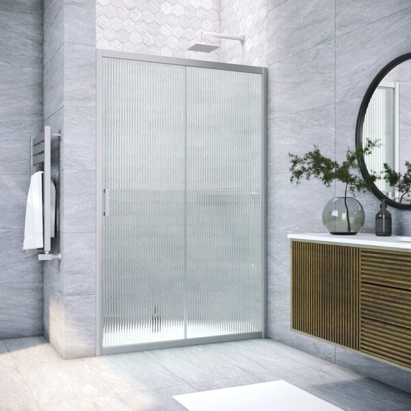 Душевая дверь Vegas Glass ZP NOVO h2000 145 07 Moru профиль матовый хром, стекло Moru. Размер регулировки 143-148 см.