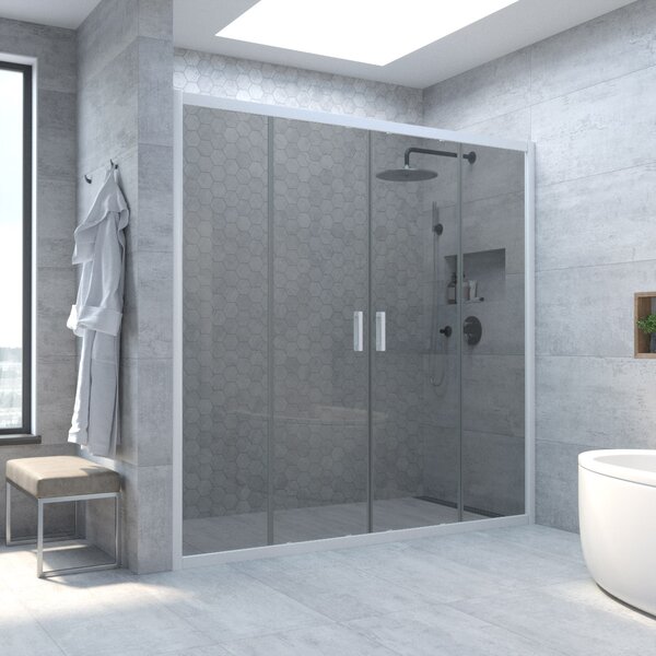 Душевая дверь Vegas Glass Z2P NOVO h2000 155 01 07 профиль белый, стекло графит. Размер регулировки 153-158 см.