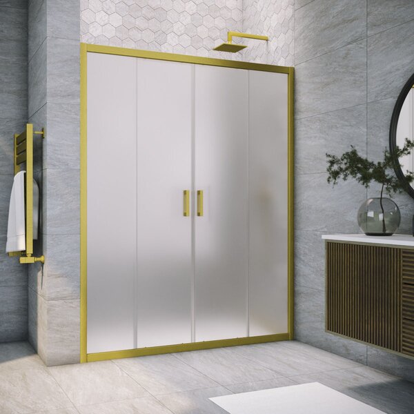 Душевая дверь Vegas Glass Z2P NOVO h2000 185 03 10 профиль золото матовое, стекло сатин. Размер регулировки 183-188 см.