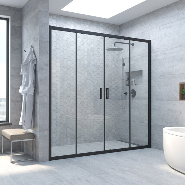 Душевая дверь Vegas Glass Z2P NOVO h2000 220 02М 01 профиль черный матовый, стекло прозрачное. Размер регулировки 218-223 см.