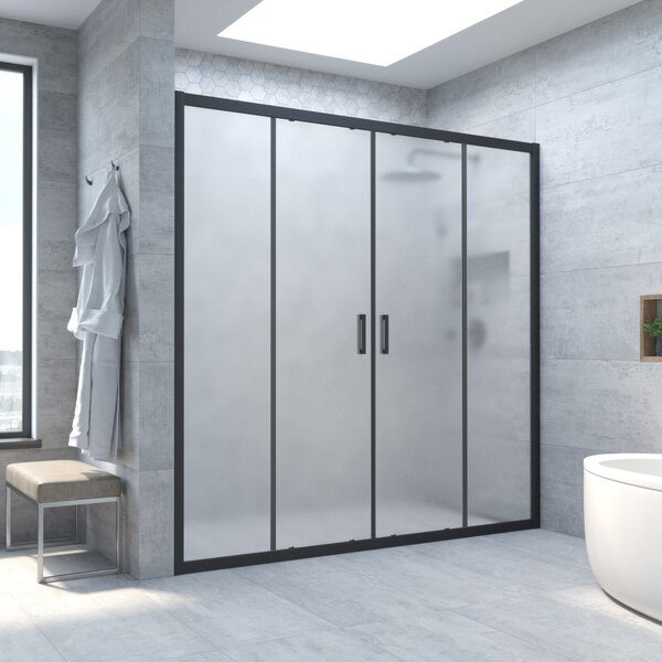 Душевая дверь Vegas Glass Z2P NOVO h2000 215 02М 02 профиль черный матовый, стекло шиншилла. Размер регулировки 213-218 см.