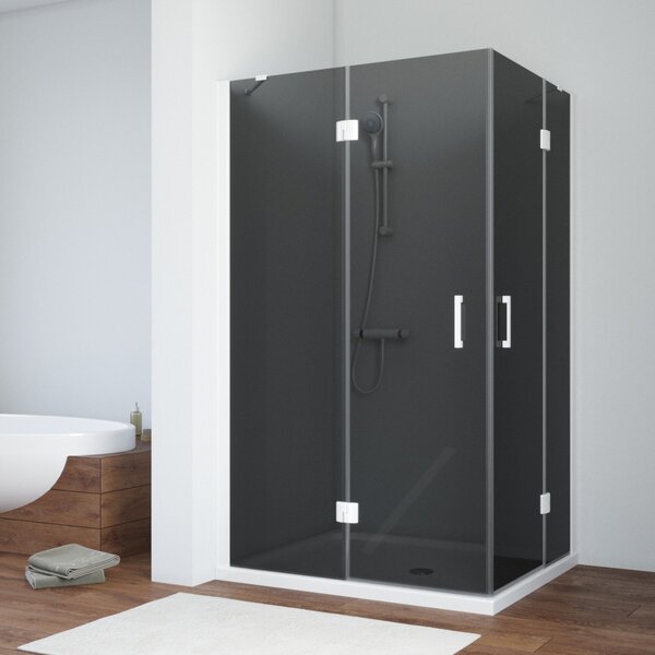 Душевой уголок Vegas Glass AFA-F NOVO 120*80 01 07 L стекло графит, профиль белый, 120х80 см