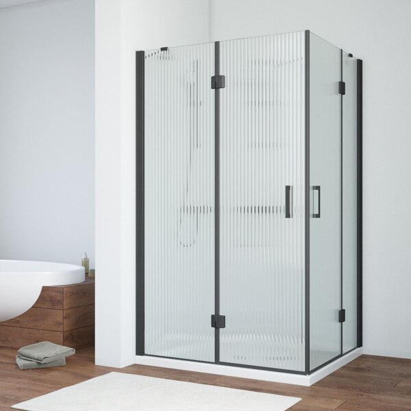 Душевой уголок Vegas Glass AFA-F NOVO 120*110 02М Moru L стекло Moru, профиль черный, 120х110 см