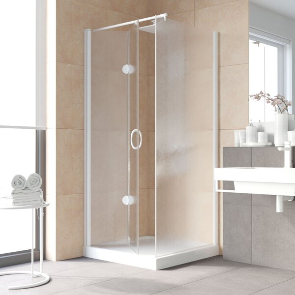 Душевой уголок Vegas Glass GPS-Fis LUX 80*110 01 02 L стекло шиншилла, профиль белый, 80х110 см