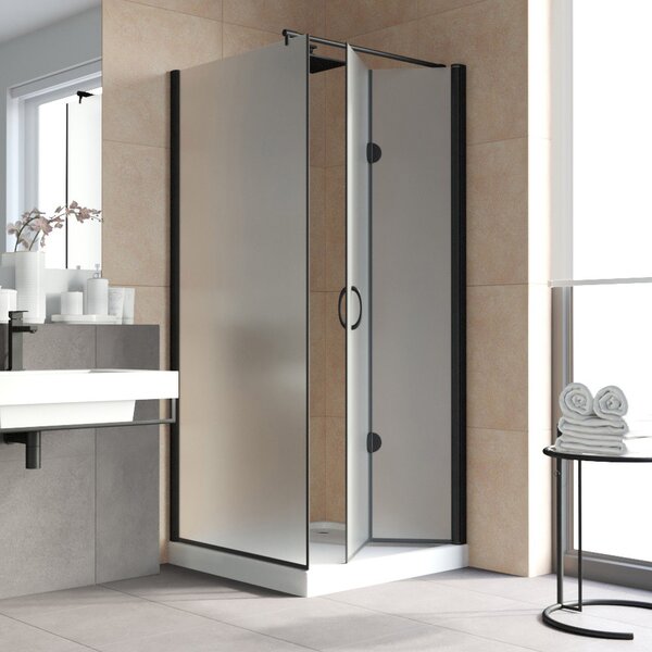 Душевой уголок Vegas Glass GPS-Fis LUX 90*100 02М 10 R стекло сатин, профиль черный, 90х100 см