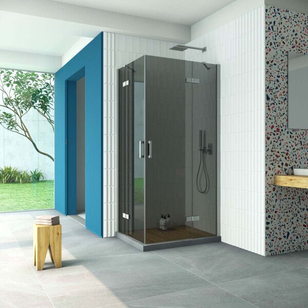 Душевой уголок Vegas Glass AFA-F Retta 90*80 07 07 R стекло графит, профиль матовый хром, 90х80 см