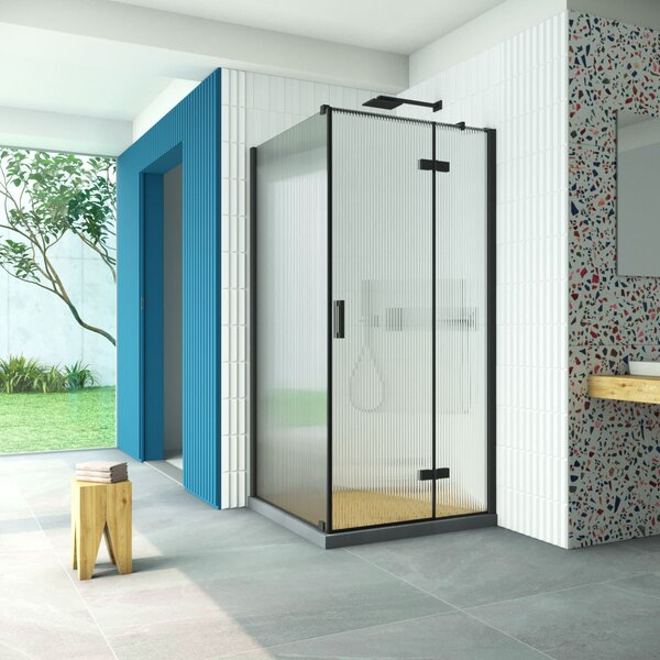 Душевой уголок Vegas Glass AFP-Fis Retta 80*120 02М Moru R стекло Moru, профиль черный, 80х120 см