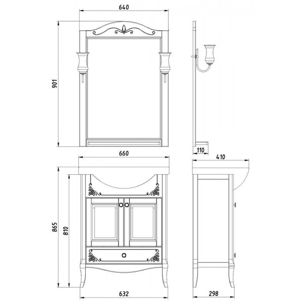 Тумба с раковиной ASB-Woodline Салерно 65 цвет орех