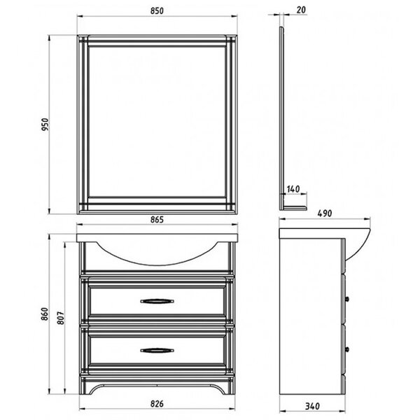 Зеркало ASB-Woodline Берта 85x95 антикварный орех