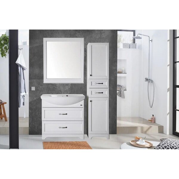 Зеркало ASB-Woodline Берта 85x95 Белый Патина Серебро