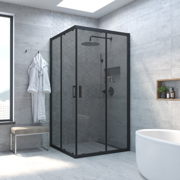Душевой уголок Vegas Glass ZA NOVO h2000 70 02М 07 стекло графит, профиль черный, 70х70 см