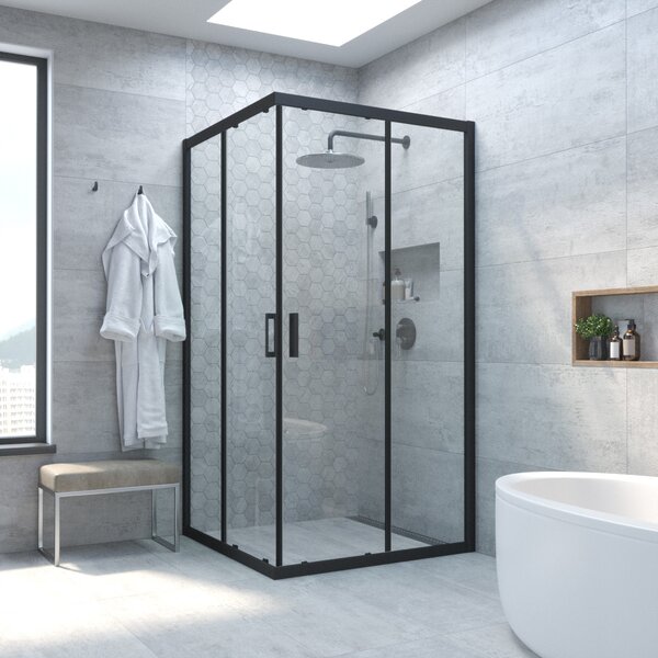 Душевой уголок Vegas Glass ZA NOVO h2000 70 02М crystalvision стекло crystalvision, профиль черный, 70х70 см