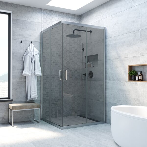 Душевой уголок Vegas Glass ZA NOVO h2000 90 07 07 стекло графит, профиль матовый хром, 90х90 см