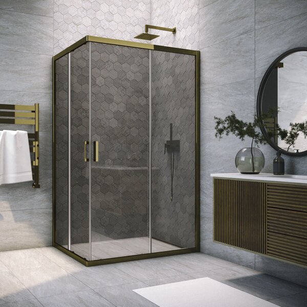 Душевой уголок Vegas Glass ZA-F TUR NOVO 85*70 05 07 стекло графит, профиль бронза, 85х70 см