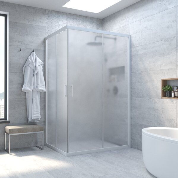 Душевой уголок Vegas Glass ZA-F NOVO h2000 95*85 01 10 стекло сатин, профиль белый, 95х85 см