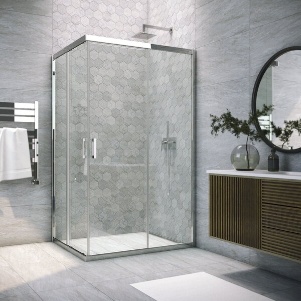 Душевой уголок Vegas Glass ZA-F TUR NOVO 95*85 08 01 стекло прозрачное, профиль хром, 95х85 см