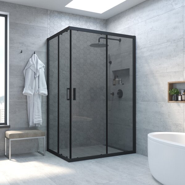 Душевой уголок Vegas Glass ZA-F NOVO h2000 100*80 02М 07 стекло графит, профиль черный, 100х80 см
