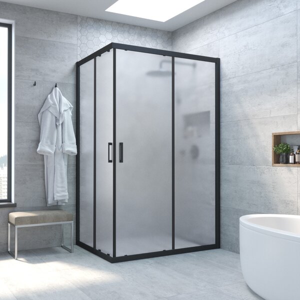 Душевой уголок Vegas Glass ZA-F NOVO h2000 90*70 02М 02 стекло шиншилла, профиль черный, 90х70 см