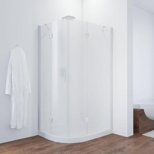 Душевой уголок Vegas Glass AFS-F NOVO 110*80 01 02 R стекло шиншилла, профиль белый, 110х80 см