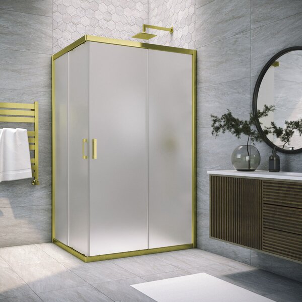 Душевой уголок Vegas Glass ZA-F TUR NOVO 110*85 09 10 стекло сатин, профиль золото, 110х85 см