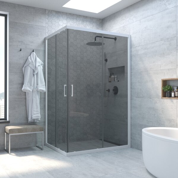 Душевой уголок Vegas Glass ZA-F NOVO h2000 110*100 01 07 стекло графит, профиль белый, 110х100 см
