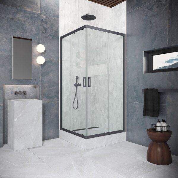 Душевой уголок Vegas Glass ZA-F Protec 90*80 06 crystalvision стекло crystalvision, профиль вороненая сталь, 90х80 см
