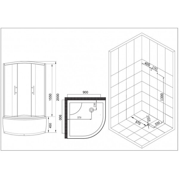 Душевой уголок с поддоном ESBANO ESUGR8020 90х90