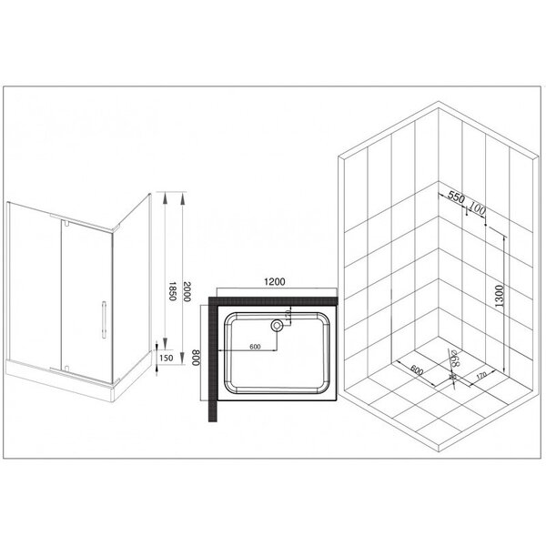 Душевой уголок с поддоном ESBANO ESUGR8180 120х80