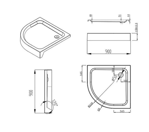 Душевой уголок с поддоном ESBANO ESUGR8015 90х90