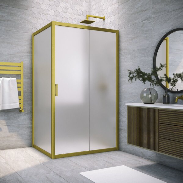 Душевой уголок Vegas Glass ZP+ZPV NOVO h2000 110*90 03 10 стекло сатин, профиль золото матовое, 110х90 см