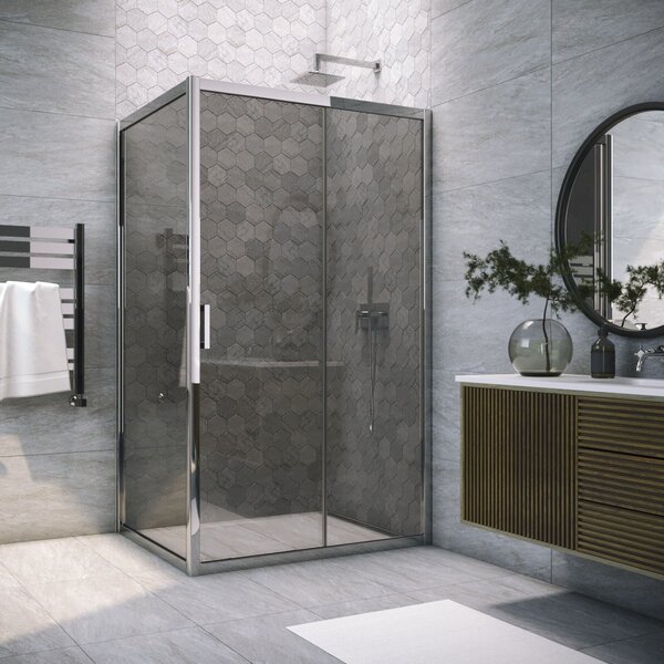 Душевой уголок Vegas Glass ZP+ZPV TUR NOVO 120*95 08 07 стекло графит, профиль хром, 120х95 см