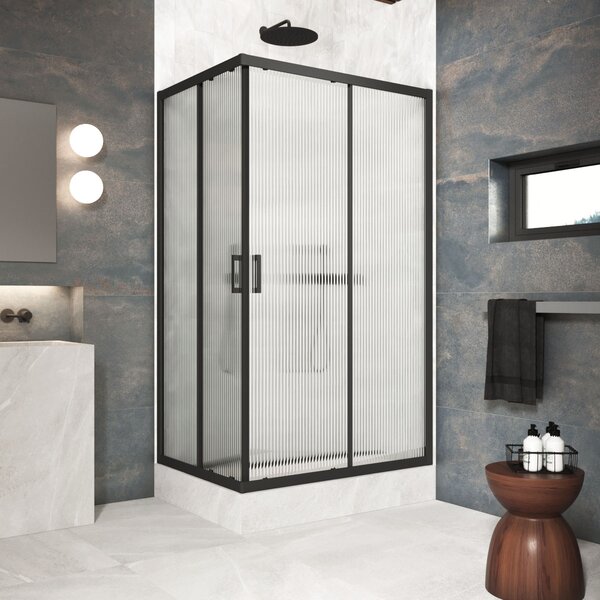 Душевой уголок Vegas Glass ZA-F Protec 100*95 02М Moru стекло Moru, профиль черный, 100х95 см