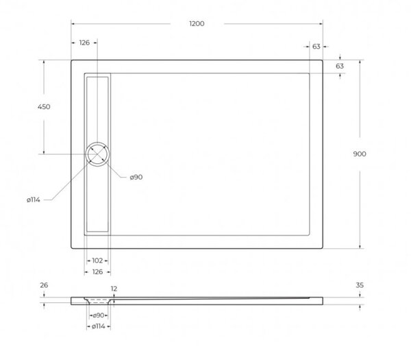 Акриловый поддон BelBagno TRAY-BB-DUE-AH-120/90-4-W0