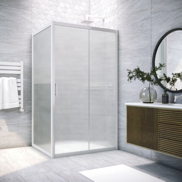 Душевой уголок Vegas Glass ZP+ZPV NOVO h2000 165*100 01 Moru стекло Moru, профиль белый, 165х100 см