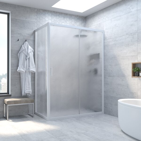 Душевой уголок Vegas Glass ZP+ZPV NOVO h2000 165*100 01 02 стекло шиншилла, профиль белый, 165х100 см